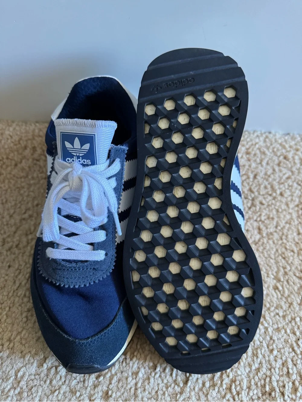 adidas Navy and White Retro Runner Sneakers